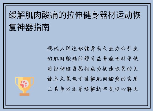缓解肌肉酸痛的拉伸健身器材运动恢复神器指南